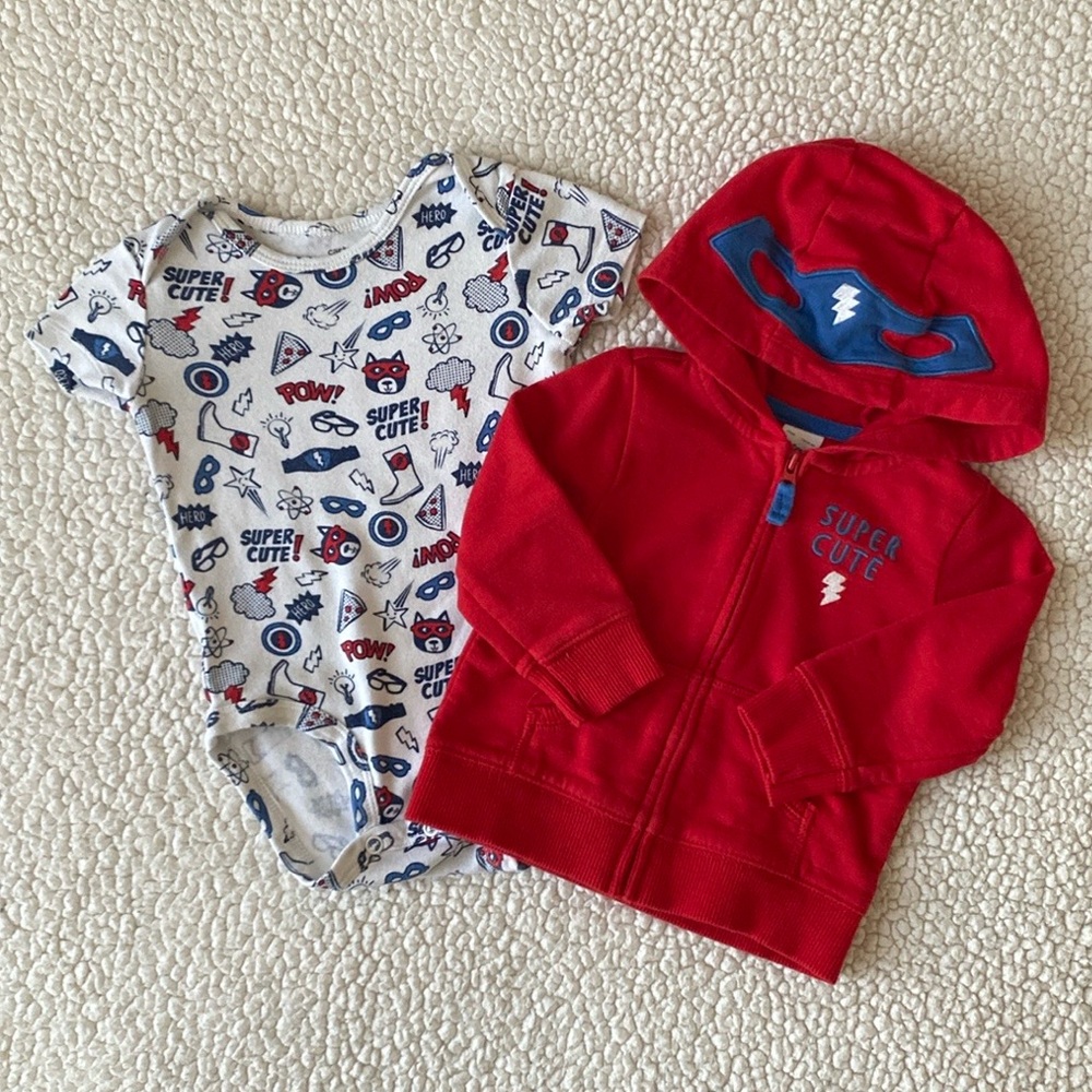Carter’s ‘Super Cute’ Superhero Baby Boy 2-Piece Outfit